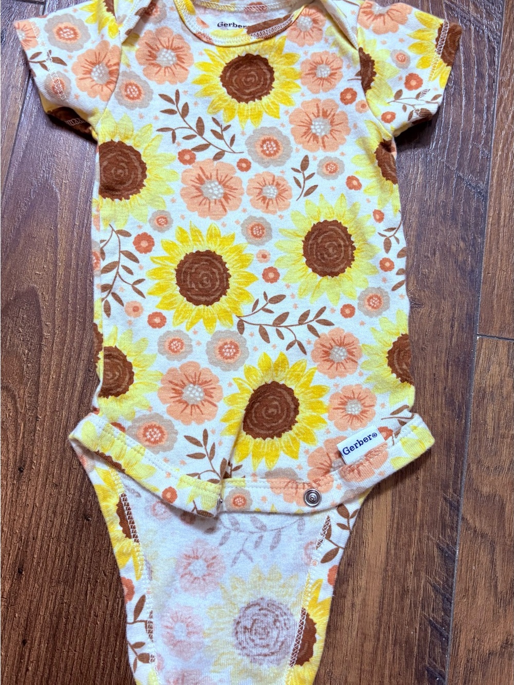 Gerber Yellow Sunflower Floral Baby One-Piece